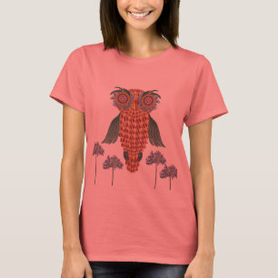 T-shirt La chouette de sagesse et de fleurs