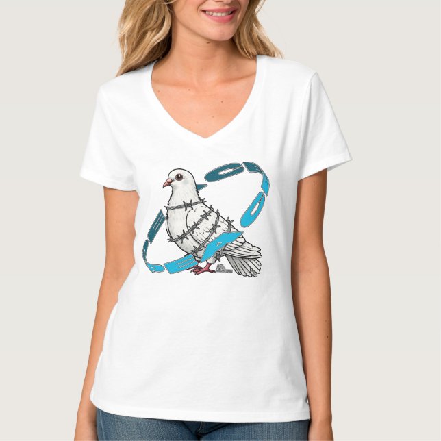 T-shirt La colombe de la paix dans Barbed Wire Embrace (Devant)