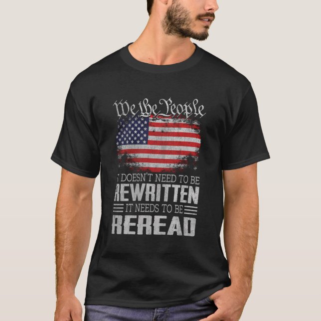 T-shirt La Constitution Américaine Du Drapeau Des Etats-Un (Devant)