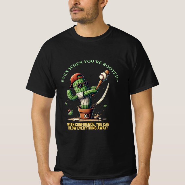 T-shirt La Coupe de Cactus - Drôle Caricature de Baseball (Devant)