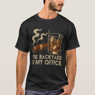 T-shirt La cour est mon bureau Funny Bourbon Cigare