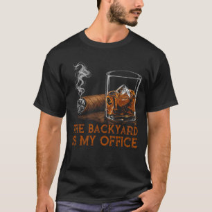 T-shirt La cour est mon bureau Funny Whiskey Cigare