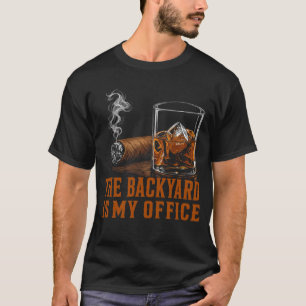 T-shirt La cour est mon bureau Funny Whiskey Cigare
