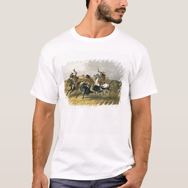 T-shirt La course de chevaux des Indiens de Sioux (Devant)