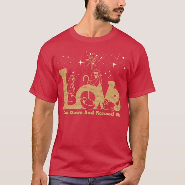 T-shirt La crèche de Noël de la famille chrétienne Gold (Devant)