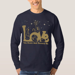 T-shirt La crèche de Noël de la famille chrétienne Gold