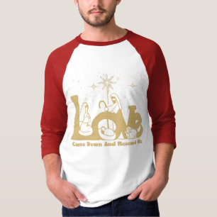 T-shirt La crèche de Noël de la famille chrétienne Gold