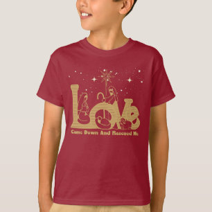 T-shirt La crèche de Noël de la famille chrétienne Gold