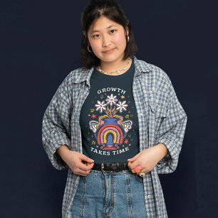 T-SHIRT LA CROISSANCE PREND DU TEMPS À COLORER FLOWER VASE