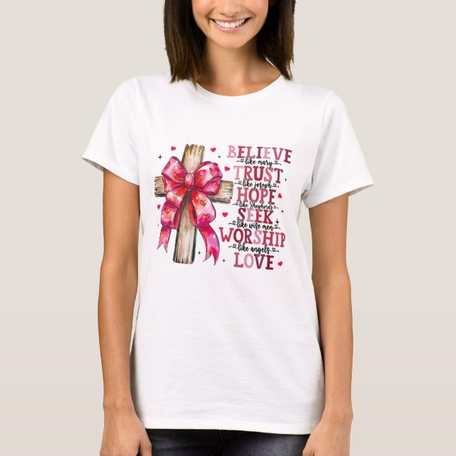 T-shirt La croix de Saint-Valentin au ruban Inspirational (Devant)
