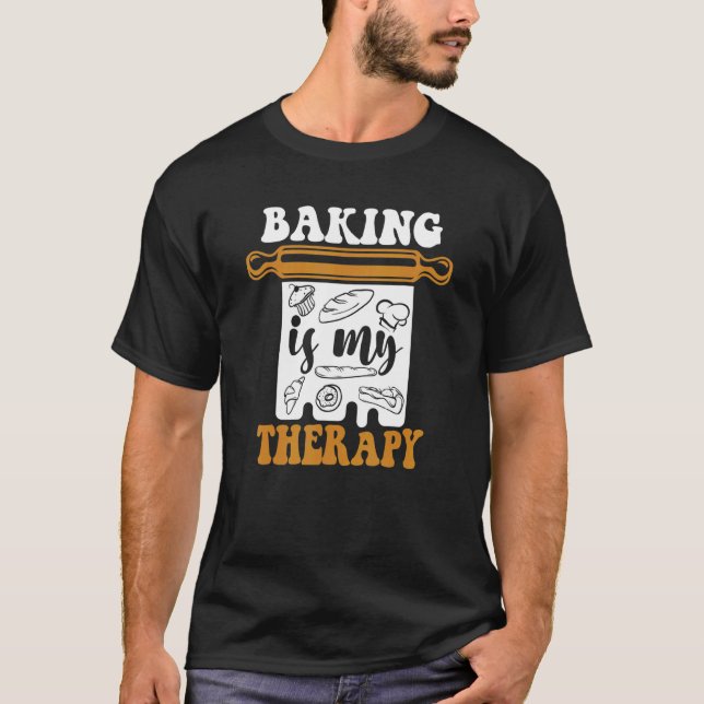 T-shirt La Cuisine Est Mon Thérapie Boulangerie Pâtisserie (Devant)