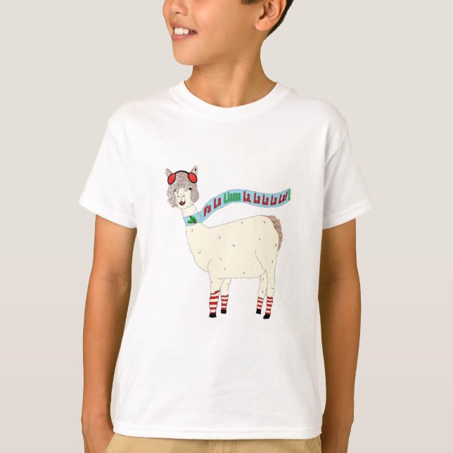 T-shirt La de lama de La de Noël fa de lama (Devant)