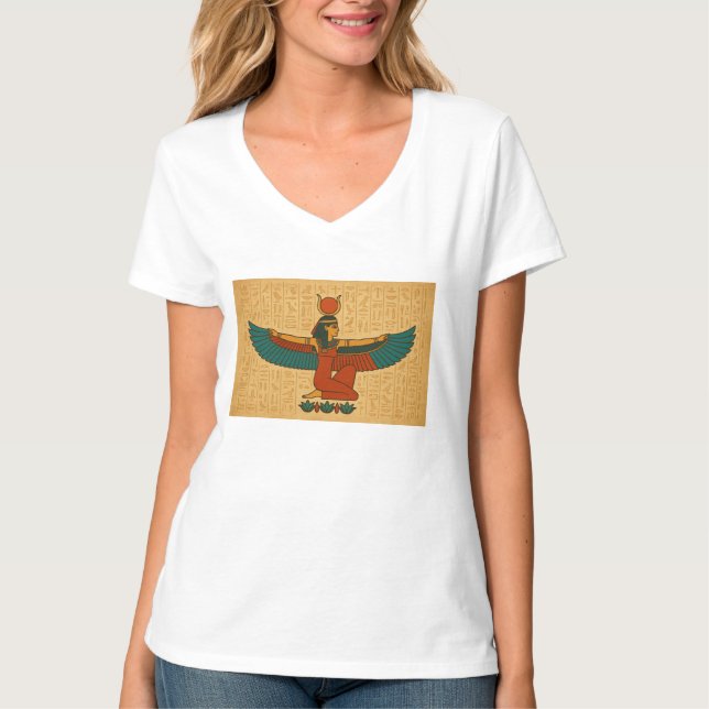 T-shirt La déesse égyptienne antique Isis aux ailes (Devant)