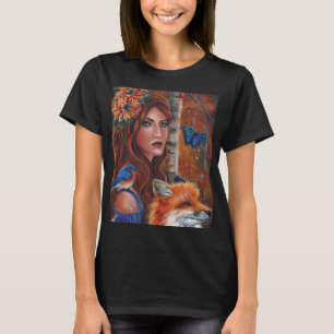 T-shirt La déesse "Rhiannon" à l'oiseau par Renée Lavoie