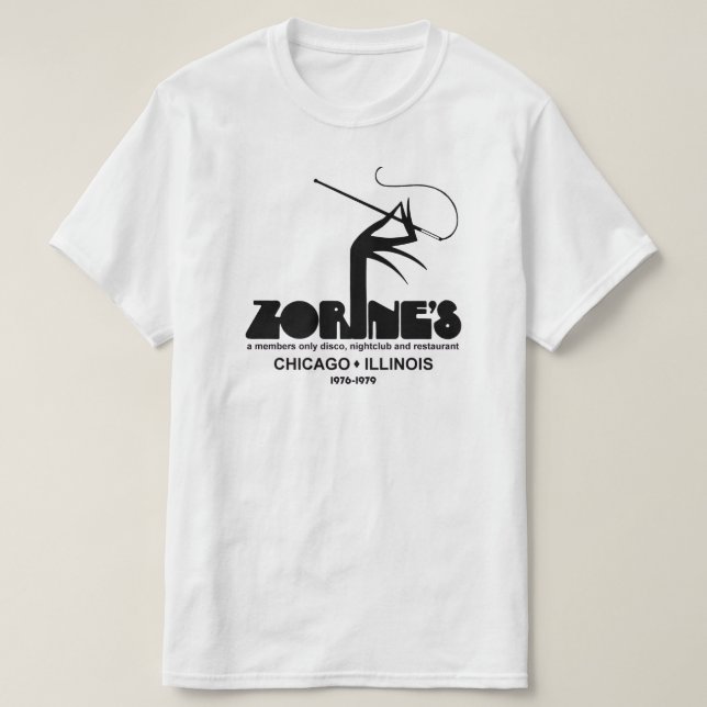 T-shirt La discothèque du restaurant Zorine, Chicago, IL (Design devant)