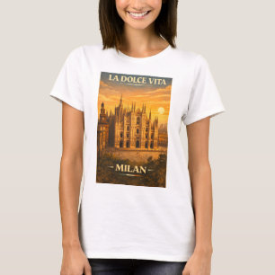 T-shirt La Dolce Vita - Affiche de voyage vintage de Milan