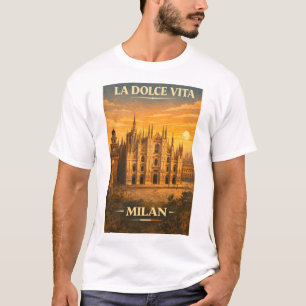 T-shirt La Dolce Vita - Affiche de voyage vintage de Milan