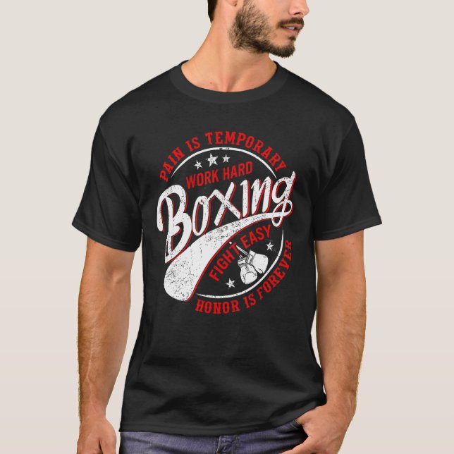 T-shirt La douleur est le travail temporaire dur Boxe comb (Devant)