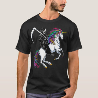 T-shirt La Faucheuse Grim chevauchant une licorne