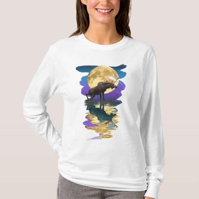 T-shirt La faune canadienne de l'orignal et de la lune (Devant)