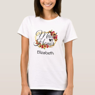 T-shirt La femme d'honneur Sunflower Rose Floral Cadeau