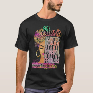 T-shirt La Femme Noire Est Belle Résiliente Forte Puissant