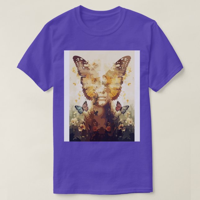 T-shirt La femme papillon face à l'art Abstrait du lépidop (Design devant)