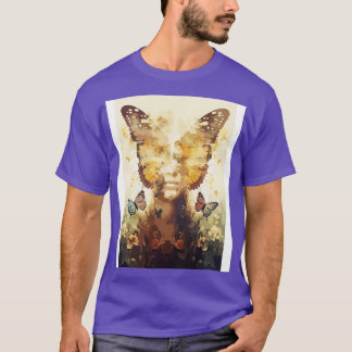 T-shirt La femme papillon face à l'art Abstrait du lépidop
