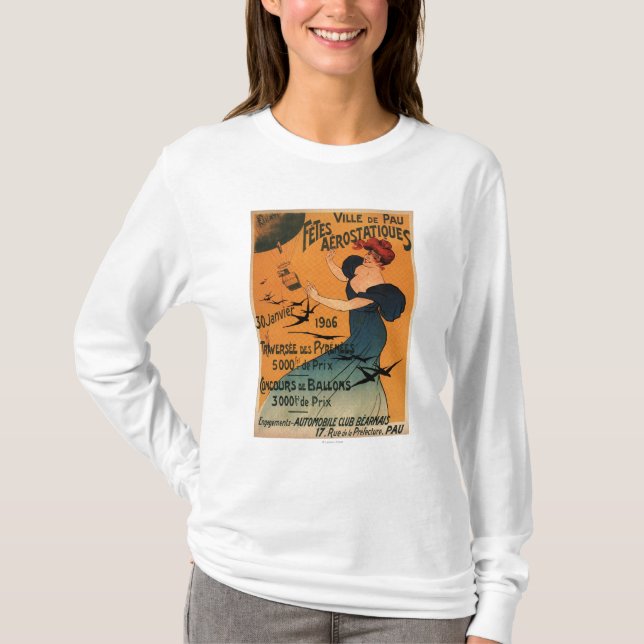 T-shirt La femme Rouge-Dirigée attend l'affiche d'oiseaux (Devant)