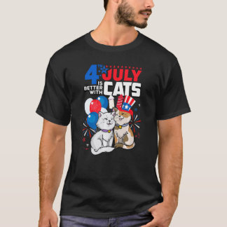T-shirt La fête du 4 juillet est meilleure avec des chats 