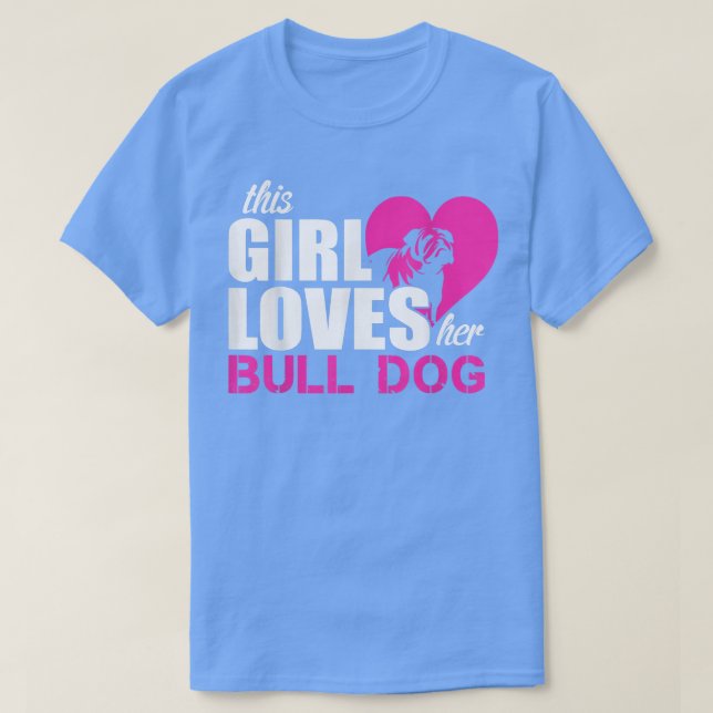 T-shirt La fille aime le chien taureau  (Design devant)