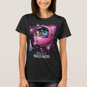 T-shirt La fille de l'espace rose rétro dans les étoiles