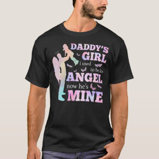 T-shirt La fille de papa mignonne J'étais son ange et main