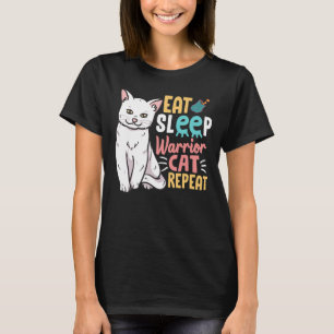 T-shirt La Fille Mama Mange Sleep Warriors Chat Répéter