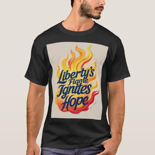 T-shirt La flamme de la bibliothèque enflamme l'espoir (Devant)