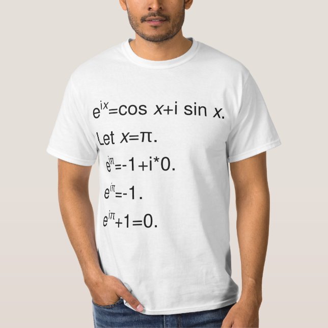 T-shirt La formule d'Euler, dérivation d'identité (Devant)