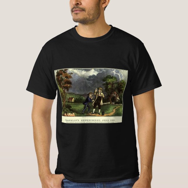 T-shirt La foudre et l'expérience de cerf-volant de Benjam (Devant)