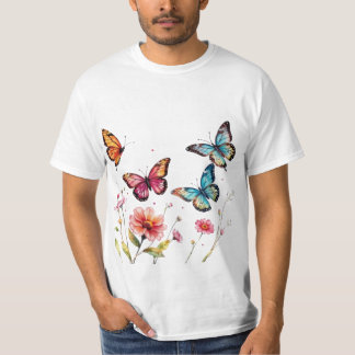 T-shirt La grâce de la nature : Papillons d'aquarelle
