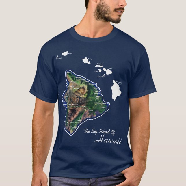 T-shirt La Grande Île D'Hawaii Avec Les Îles Hawaiiennes (Devant)