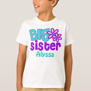 T-shirt La grande soeur Teal pourpre a personnalisé la