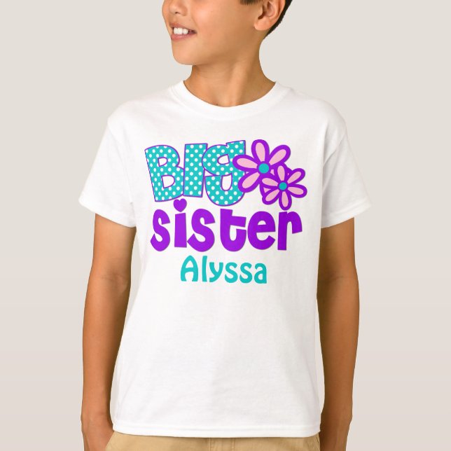 T-shirt La grande soeur Teal pourpre a personnalisé la (Devant)