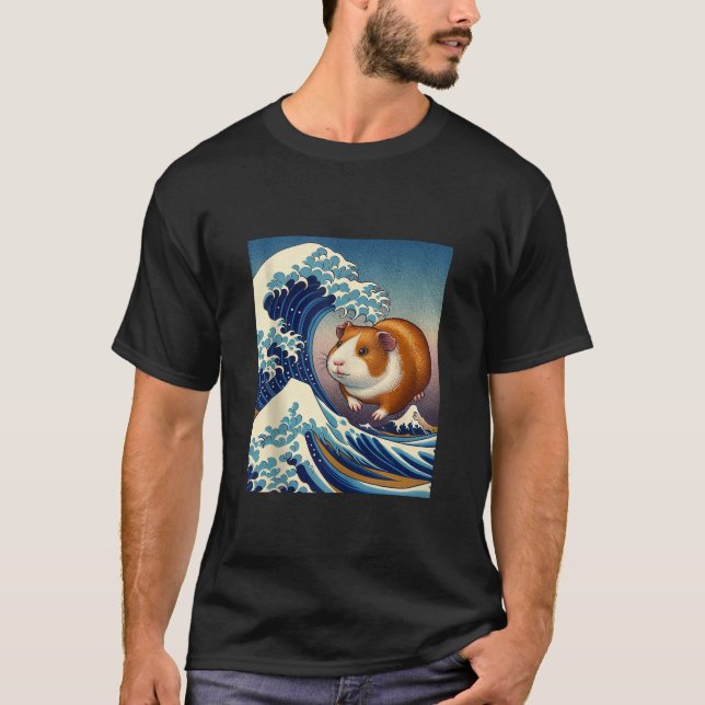 T-shirt La Grande Vague de Cochon de Guinée Animaux Japona (Devant)