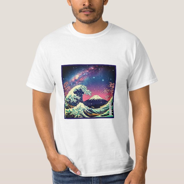 T-shirt La Grande Vague de la Nuit Étoilée (Devant)