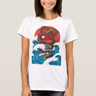 T-shirt La grande vague kanagawa Dragon rouge Ramen japona