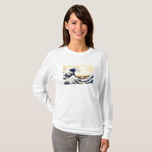 T-shirt La grande vague outre de Kanagawa (Devant entier)