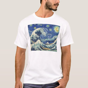 T-shirt La grande vague outre de Kanagawa - la nuit