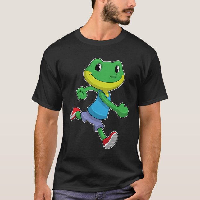 T-shirt La grenouille comme coureur à la course (Devant)