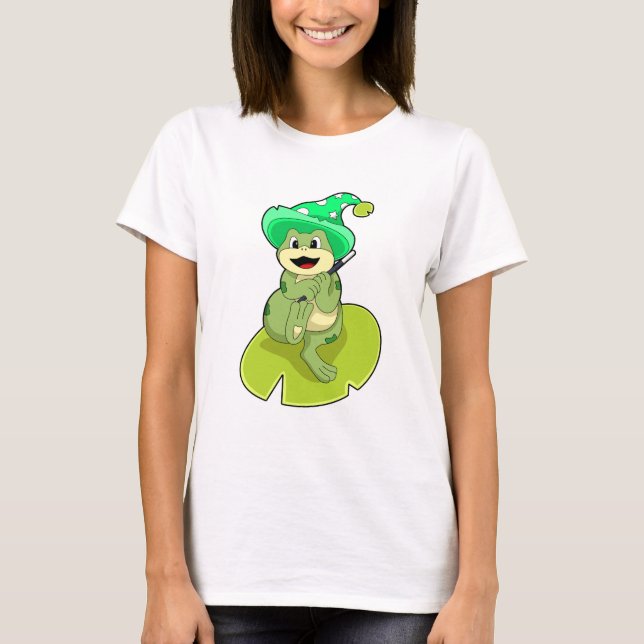 T-shirt La grenouille en magie avec baguette magique (Devant)