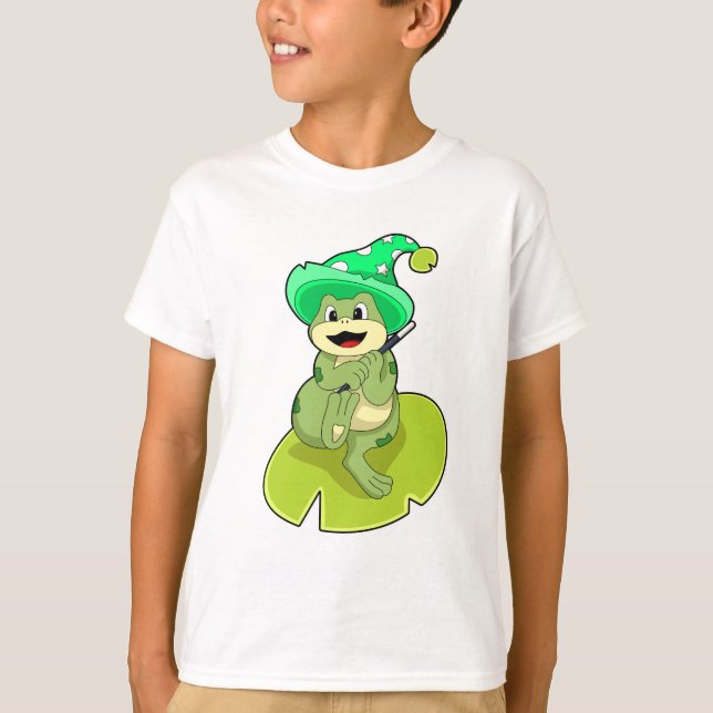 T-shirt La grenouille en magie avec baguette magique (Devant)