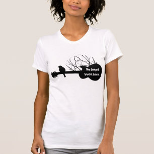 T-shirt la guitare, mon coeur vit ici